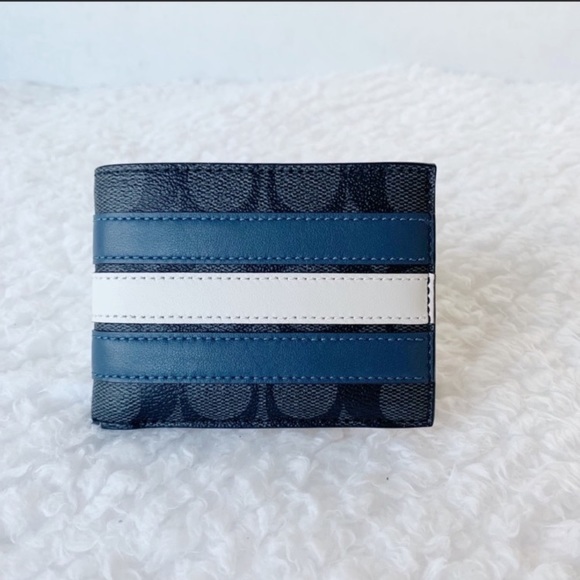 NWT Coach Men’s Signature Varsity Stripe Wallet - Picture 2 of 8